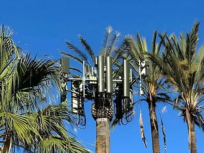 Torre em forma de palmeira instalada em um parque público